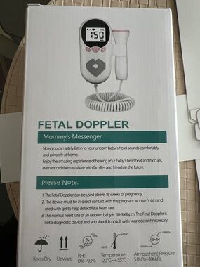 Fetal Doppler Baby Heartbeat Monitor - White with Pink Accents